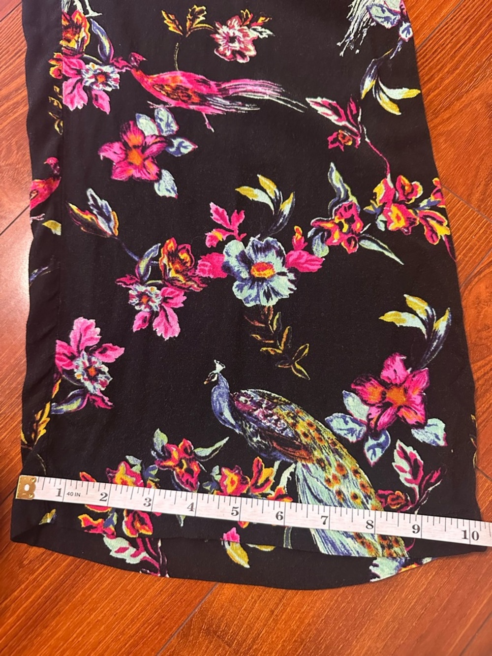 Anthropologie Black Peacock & Floral Wide-Leg Pants - Picture 9 of 9